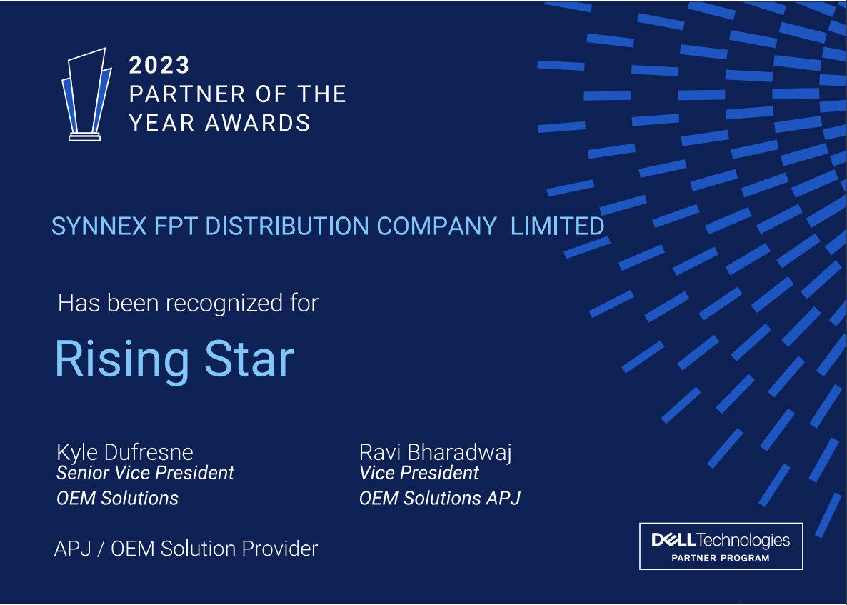 Synnex FPT for the first time received the award of ‘Rising Star Partner FY23’ of Dell Technologies